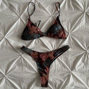 shein floral triangle bikini set